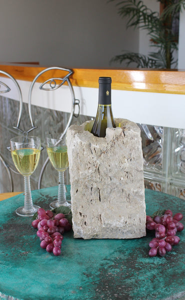 Rectangular shaped rough textured Limestone Wine Chiller 10
