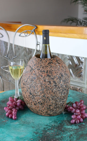 Oval shaped Red-Black Granite Stone Wine Chiller, 10